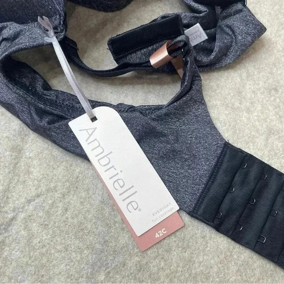 Ambrielle Everyday Full Coverage Dark Gray Bra Womens size 42C - Picture 9 of 14